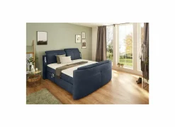 Boxspring Moviestar Normal 180x200cm - stof - blauw met tv-lift- Compleet Bed|Tweepersoonsbedden