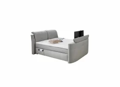 Compleet Bed|Tweepersoonsbedden|Boxspring Moviestar Normal 180x200cm - stof - lichtgrijs met tv-lift