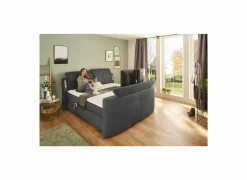 Boxspring Moviestar Normal 180x200cm - stof - donkergrijs  met tv-lift- Compleet Bed|Tweepersoonsbedden