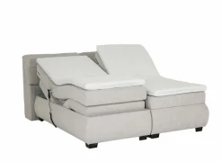 Boxsprings|Boxspring Reynosa Gel 180x200cm - stof - zilver met opbergruimte & elektrisch