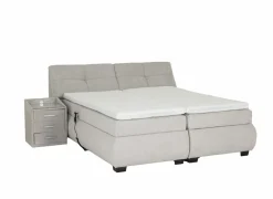 Boxspring Reynosa 180x200cm - stof - zilver met opbergruimte & elektrisch- Boxsprings