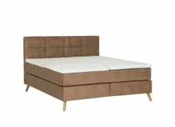 Skagen Boxspring Rist 180x200cm - lederlook - bruin- Boxsprings