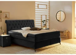 Boxspring Scarlett Normal 180x200cm - stof - zwart- Boxsprings