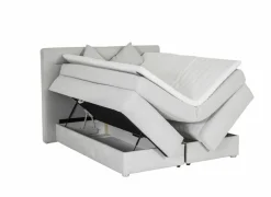 Boxspring Simone 160x200cm - stof - ecru met opbergruimte- Boxsprings