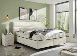 Boxspring Vlieland 160x200cm - stof - ivoor- Boxsprings