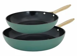 Cosy & Trendy Braadpan Elegance Ø24 & Ø28cm - gerecycleerd aluminium - groen & zwart set van 2- Braadpannen