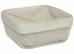 Broodtrommels|Broodmand Mayaj 25,5x11,5cm - metaal/stof - beige