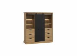 Vitrinekasten|Vitrinekasten|Buffetkast Kaszimiro 145cm - decor - waterford eik &  zwart