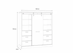 Vitrinekasten|Vitrinekasten|Buffetkast Kaszimiro 145cm - decor - waterford eik &  zwart