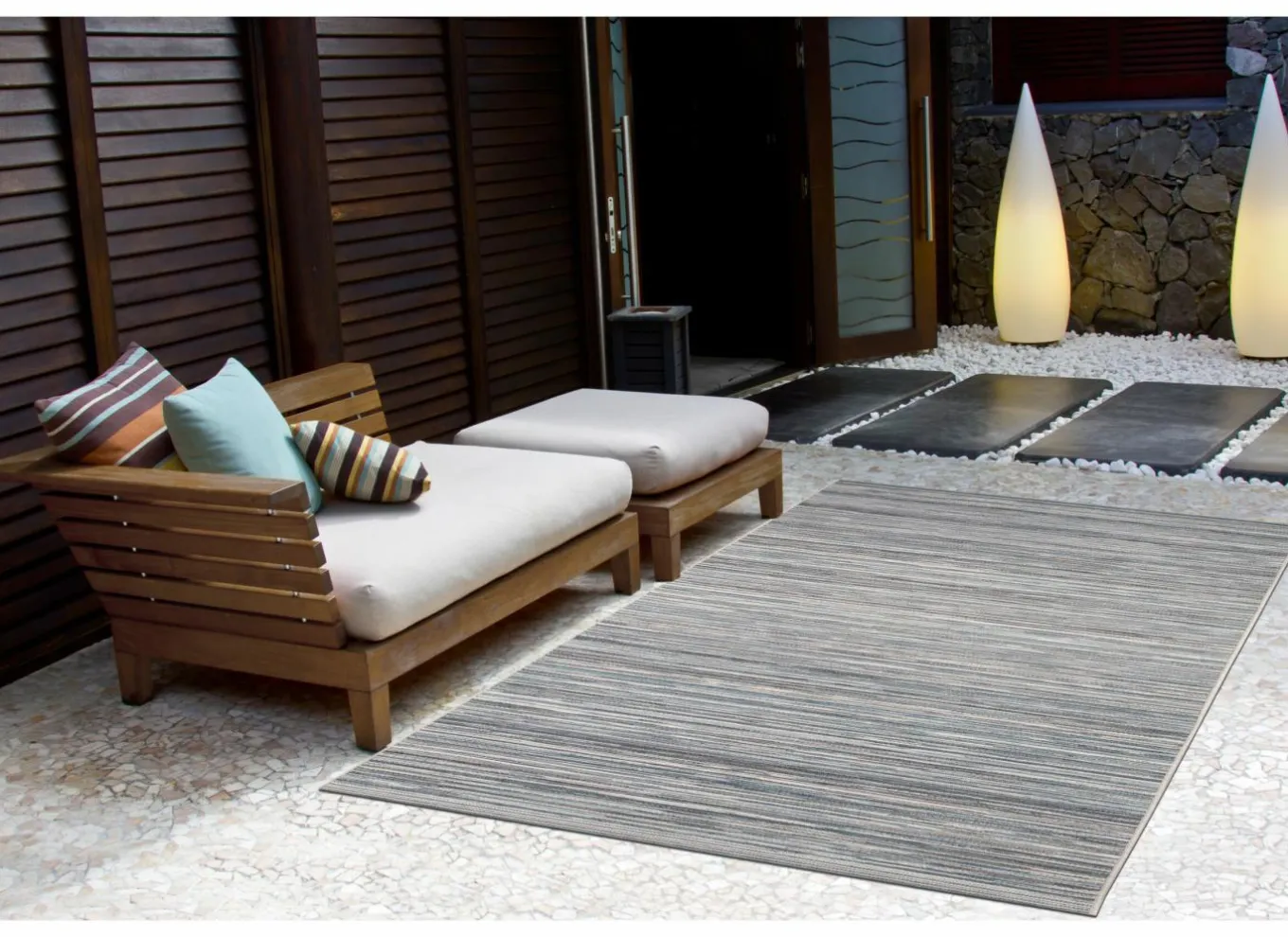 Buitentapijten|Buitentapijten|Buitentapijt Brandon 80x240cm - polypropyleen - grijs & blauw