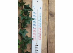 Buitenthermometer H45cm - staal - wit- Tuindecoratie