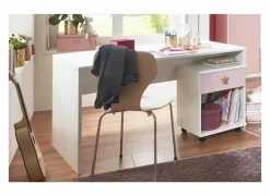 Bureau Cindy 140x70cm - decor - roze & wit- Kinderbureaus