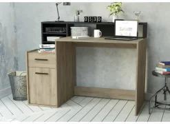 Bureau Delphi 126x60cm - decor - zwart & eik- Woonkamer Bureau|Kinderbureaus