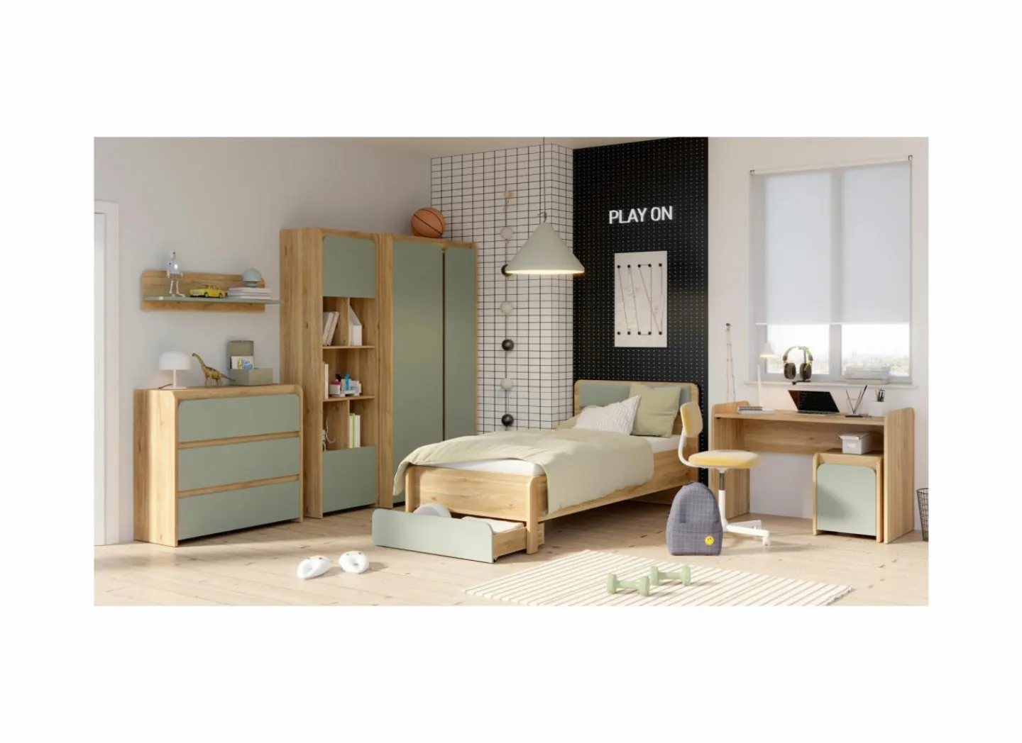 Bureau Hoa 117x60x81cm - decor - mauvella eik- Kinderbureaus