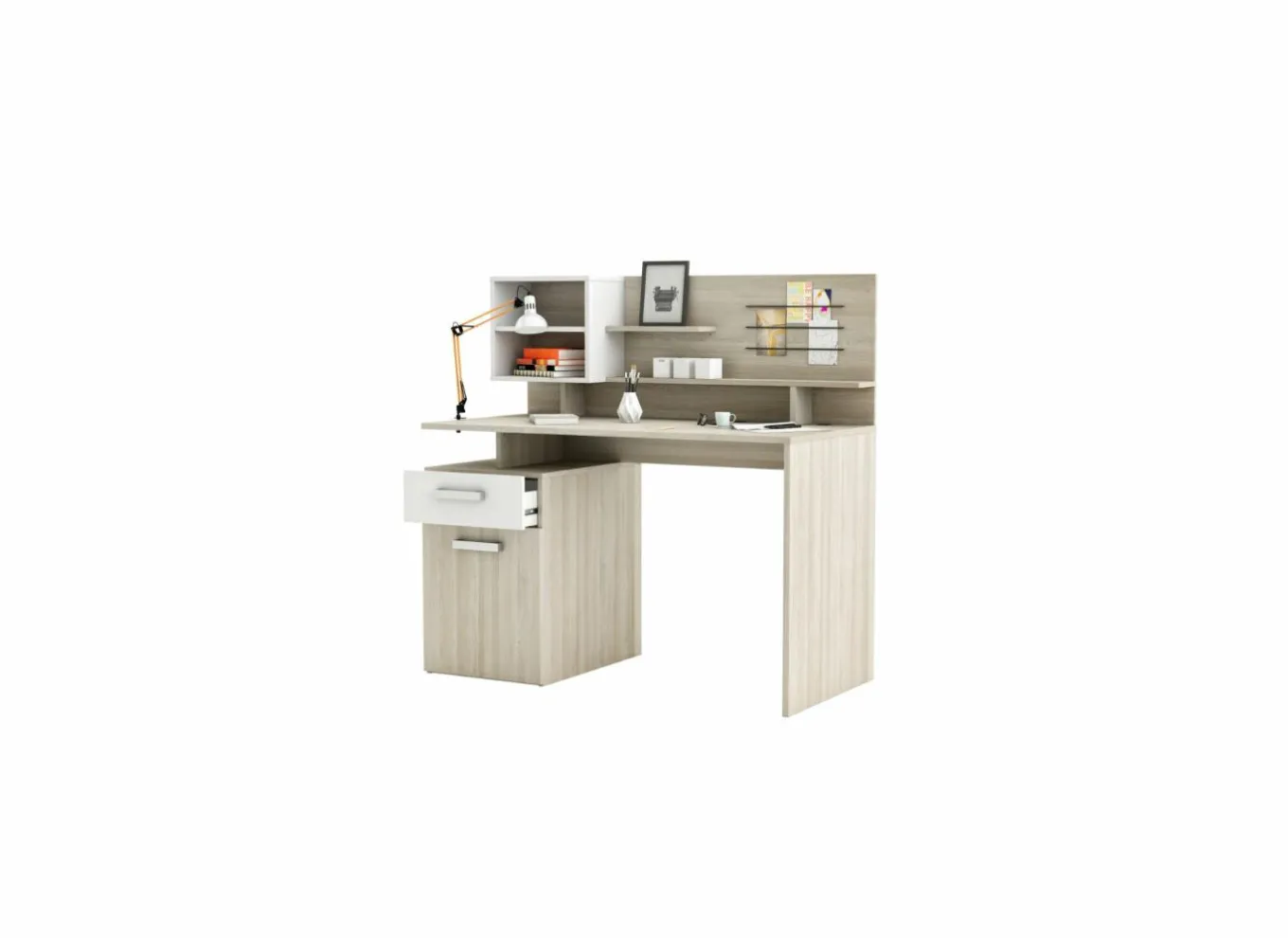 Woonkamer Bureau|Kantoorbureau|Bureau Malicia 122x59x120cm - decor - eik & wit