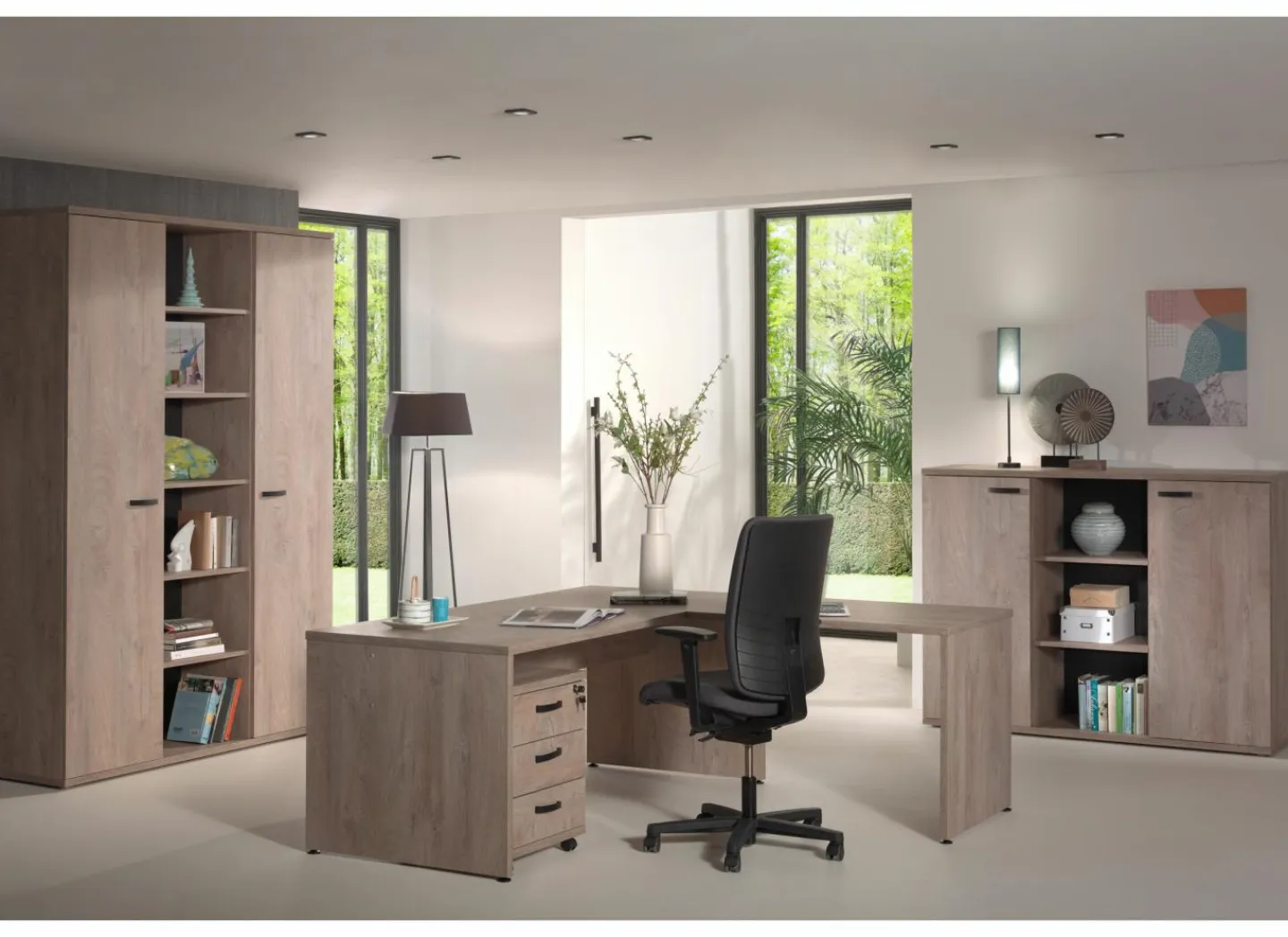 Bureau Rio 2 140x80x73cm - melamine - humus eik- Kantoorbureau