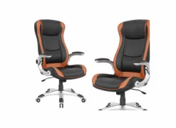 Bureaustoel Army 66x73x121cm - lederlook - zwart & bruin- Bureaustoelen|Bureaustoelen