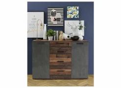 Commode Attaylar 130x36x91cm - decor - oldwood vintage & donkergrijs- Commode|Commode