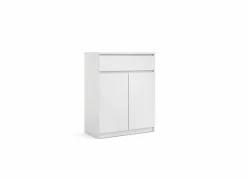 Commode Naia 80x40x101cm - melamine - wit hoogglans- Commode|Commode