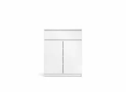 Commode Naia 80x40x101cm - melamine - wit hoogglans- Commode|Commode