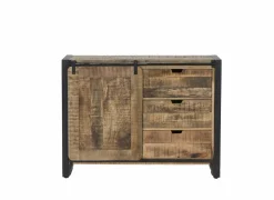 Commode Woodstock 120x45x90cm - mango massief - naturel & zwart- Bijzetkasten|Commode