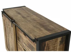 Commode Woodstock 120x45x90cm - mango massief - naturel & zwart- Bijzetkasten|Commode