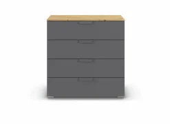 Commode 80x42x81cm - decor - artisanale eik & grijs metallic- Commode|Commode