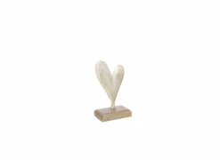J line Deco Hart op voet H14cm - hout massief & aluminium - goud- Decoratieve Accessoires