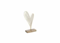 J line Decoratieve Accessoires|Deco Hart op voet H20cm - hout massief & aluminium - goud