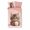 Dekbedovertrek Kat 140x220cm - katoen - roze- Dekbedovertrekken