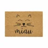 Deurmatten|Deurmatten|Deurmat E-Coco Miau 40x60cm - kokos - naturel & zwart