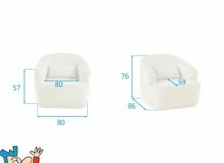 Draaifauteuil Dora 80x86x76cm linnen - beige- Fauteuils