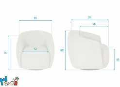 Draaifauteuil Gela 85x95x80cm - stof - lichtbruin- Fauteuils