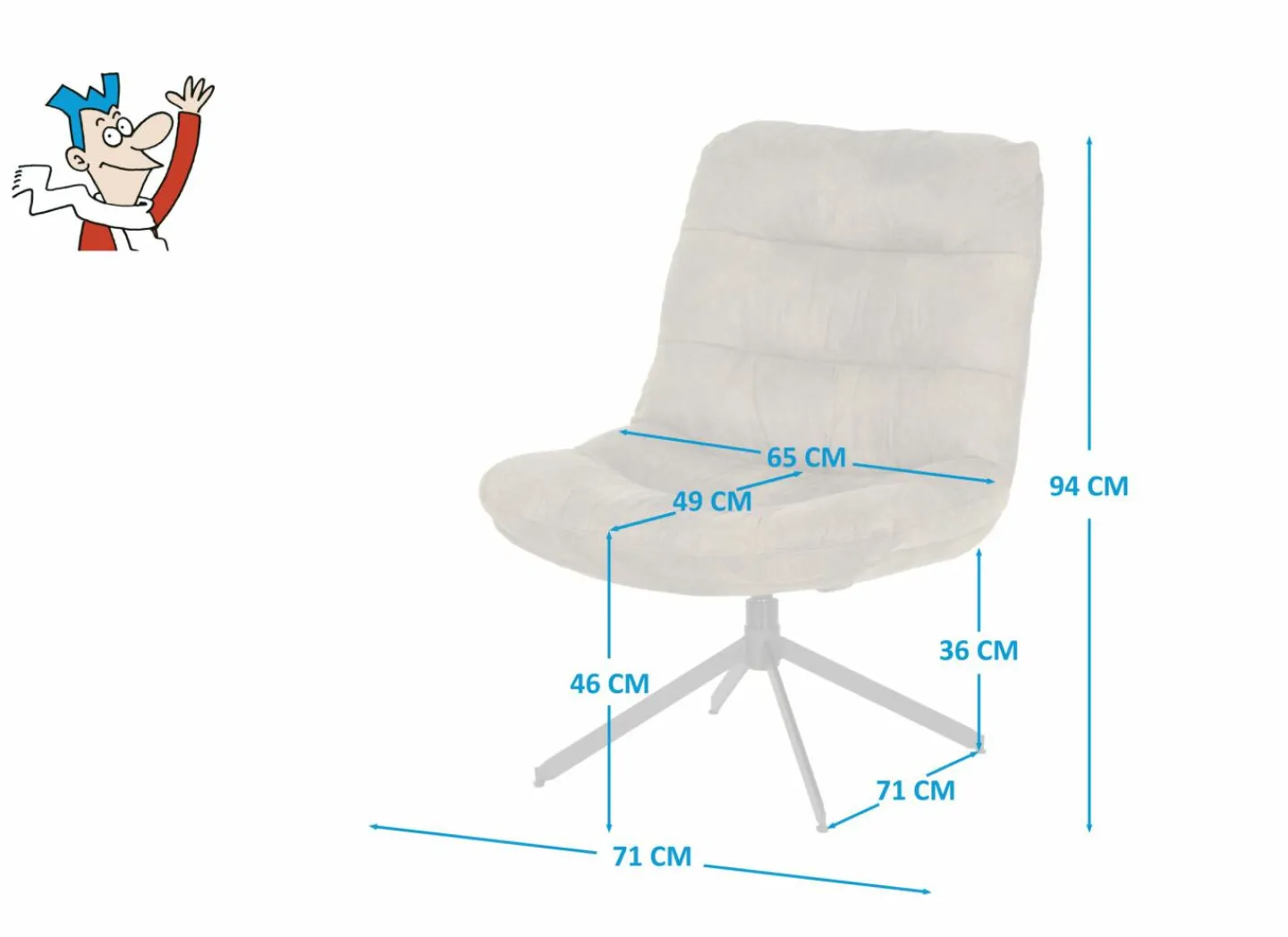 Draaifauteuil Nanook 71x71x94cm - stof - bruin- Fauteuils