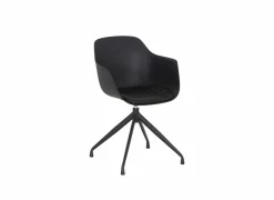 Bezoekersstoel|Eetkamerstoelen|Draaistoel Burning 58x55x83.5cm - lederlook - zwart