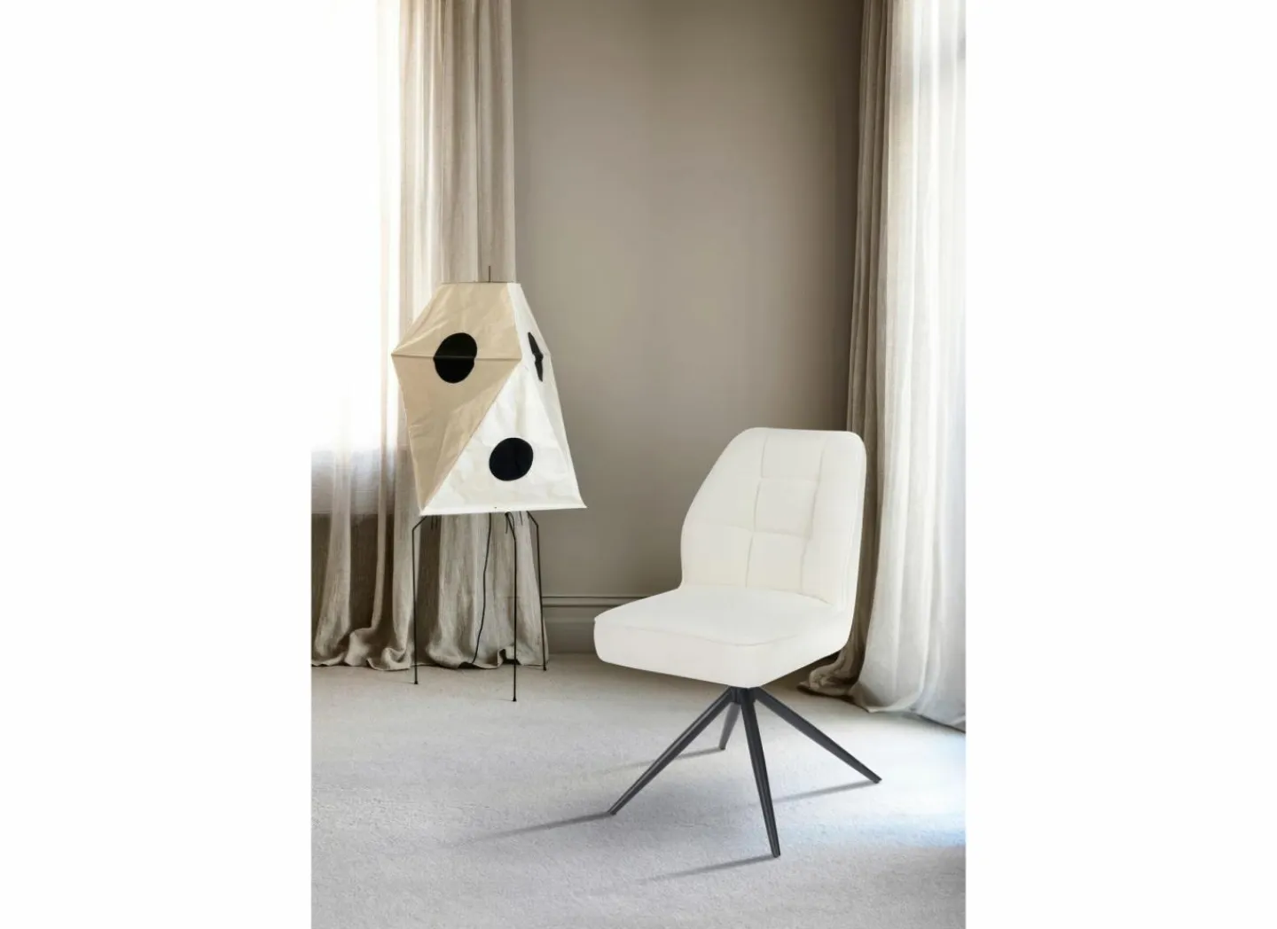Draaistoel Pareto 48x63x83,5cm - stof - beige- Eetkamerstoelen