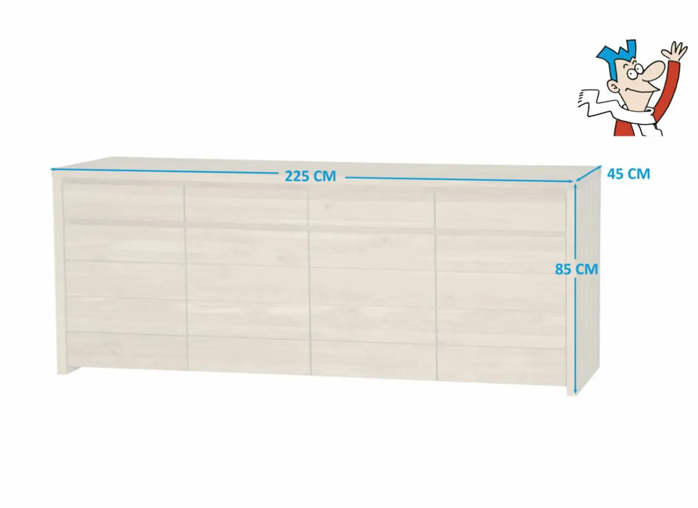 Dressoir Amarillo 225cm - eik massief & decor - naturel- Dressoirs