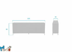 Dressoirs|Dressoir Aquilano 225cm - acacia massief - zwart