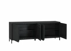 Dressoirs|Dressoir Aquilano 225cm - acacia massief - zwart