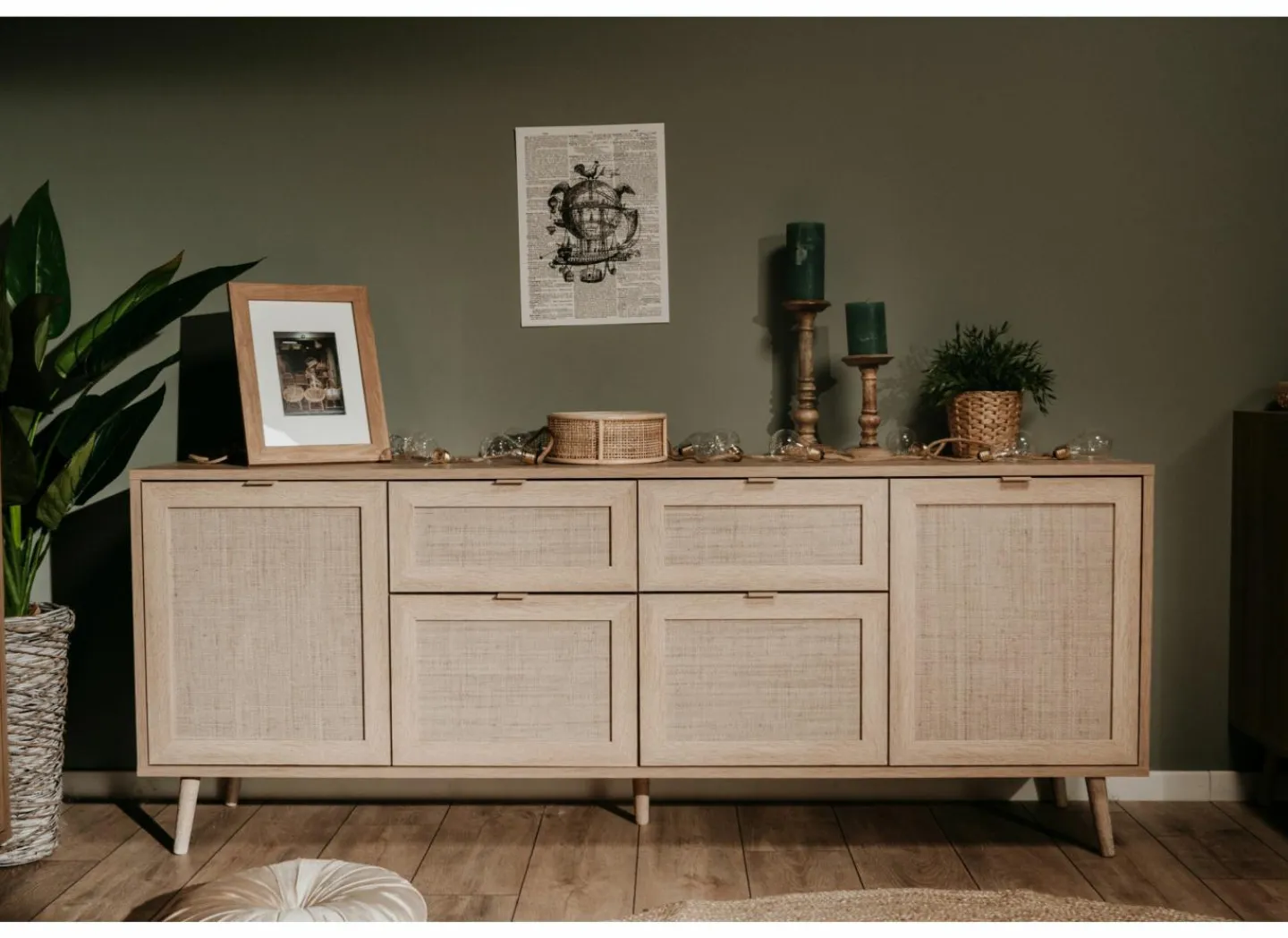 Dressoir Bali 180cm - melamine - sonoma eik- Dressoirs