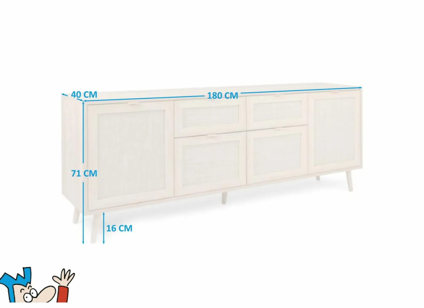 Dressoir Bali 180cm - melamine - sonoma eik- Dressoirs