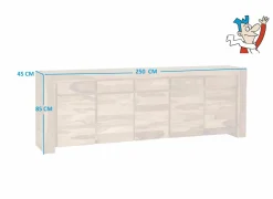 Dressoirs|Dressoir Carbone 250cm - sheesham massief & decor - naturel