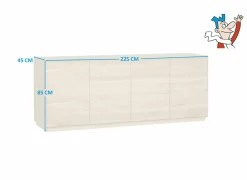 Dressoirs|Dressoir Caviar 225cm - eik massief & decor - naturel