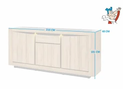 Dressoirs|Dressoir 210cm - decor - French oak & grijs