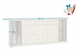 Dressoir 250cm - decor - natuurlijke olm- Dressoirs