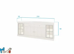 Dressoirs|Dressoir 216cm - decor - natuurlijke olm