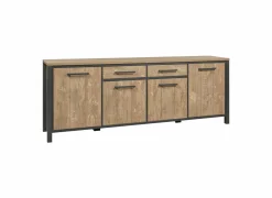 Dressoirs|Dressoir 240cm - decor - oranje teakhout & matzwart