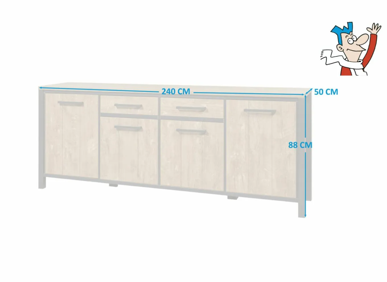 Dressoirs|Dressoir 240cm - decor - oranje teakhout & matzwart