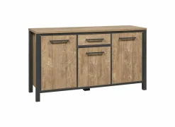 Dressoirs|Dressoir 158cm - decor - oranje teakhout & matzwart