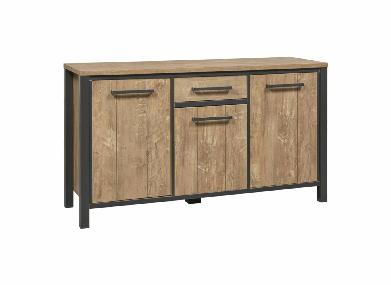 Dressoirs|Dressoir 158cm - decor - oranje teakhout & matzwart
